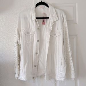 NWT SUNSET + SPRING pearl denim jacket